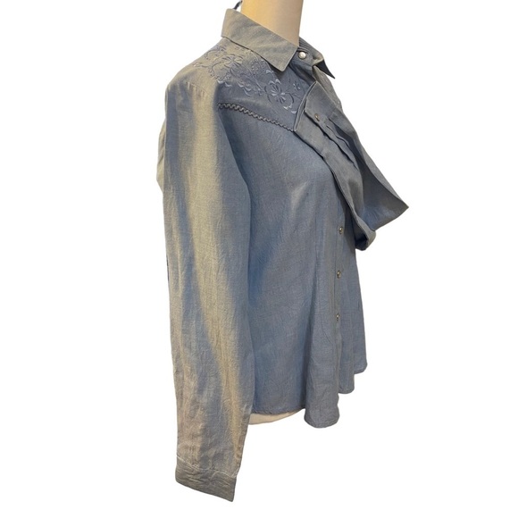 Vintage Adobe Rose Western Style Blue Shirt Ladies‎ Large - Picture 6 of 14